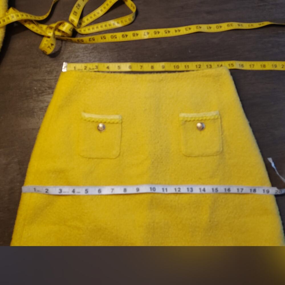 J.Crew Yellow Bouclé Long Lady Jacket & Mini Skirt Wool Blend Suit Set Size 4 - Picture 10 of 16